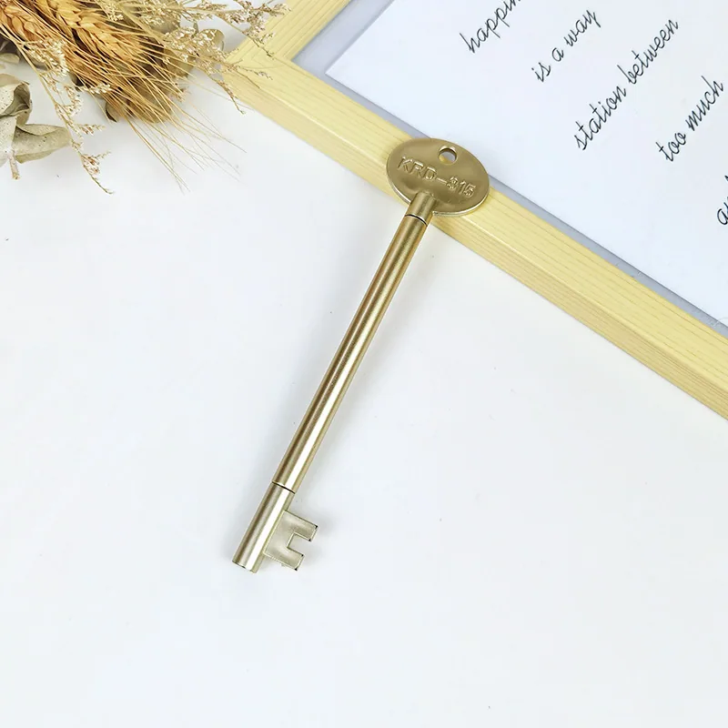 Creative golden key shaped stationery, neutral pen for elementary school students, 0.5mm neutral pen, black needle tube, learnin - Stationery Set 6