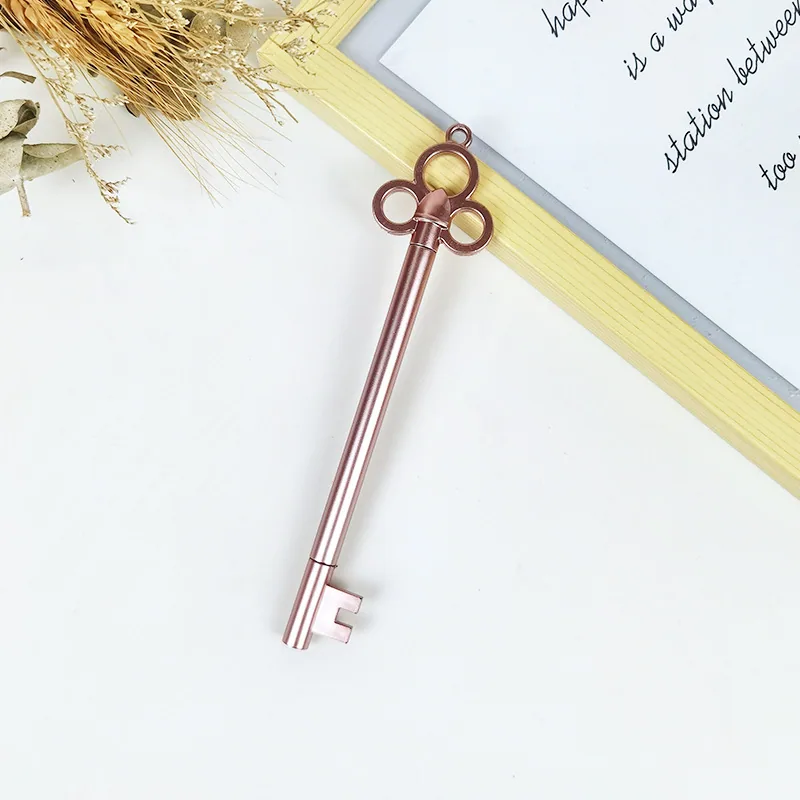 Creative golden key shaped stationery, neutral pen for elementary school students, 0.5mm neutral pen, black needle tube, learnin - Stationery Set 2