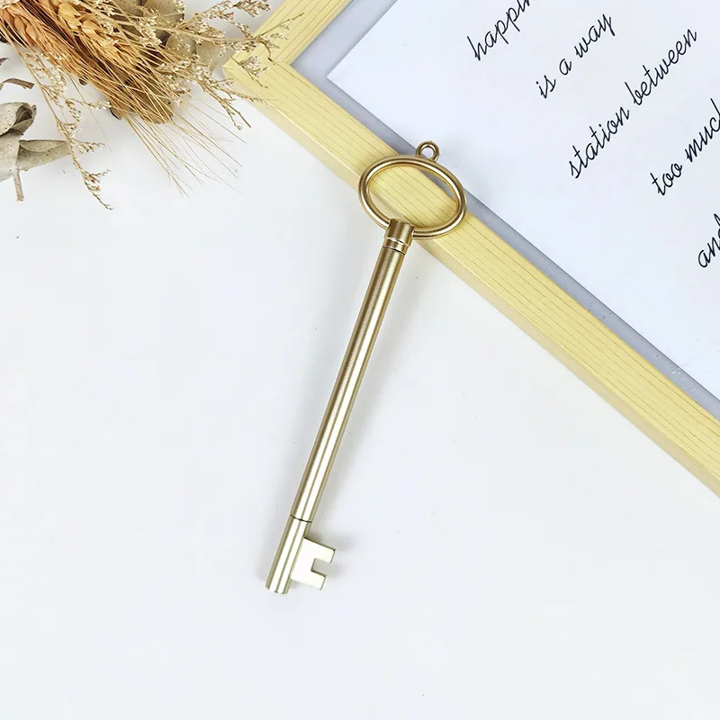 Creative golden key shaped stationery, neutral pen for elementary school students, 0.5mm neutral pen, black needle tube, learnin - Stationery Set 4