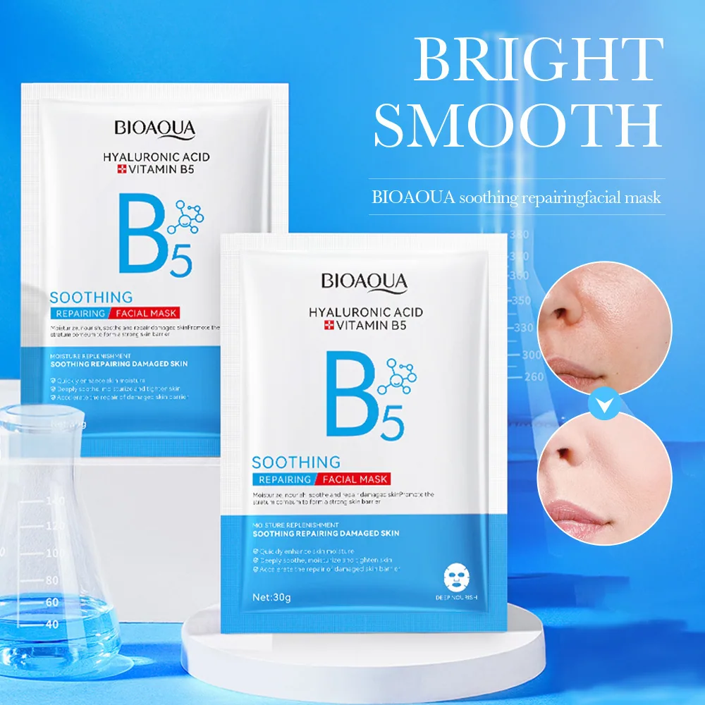 Full English BIOAOIA soothing repairing facial mask sheet size and packaging spec for cross-border wholesale buyers