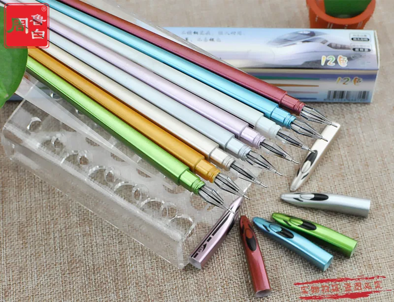 Creative Harmony Train Pen Crystal Drill Bit Student Neutral Pen Box Black Needle Pen Office Stationery Trendy 11