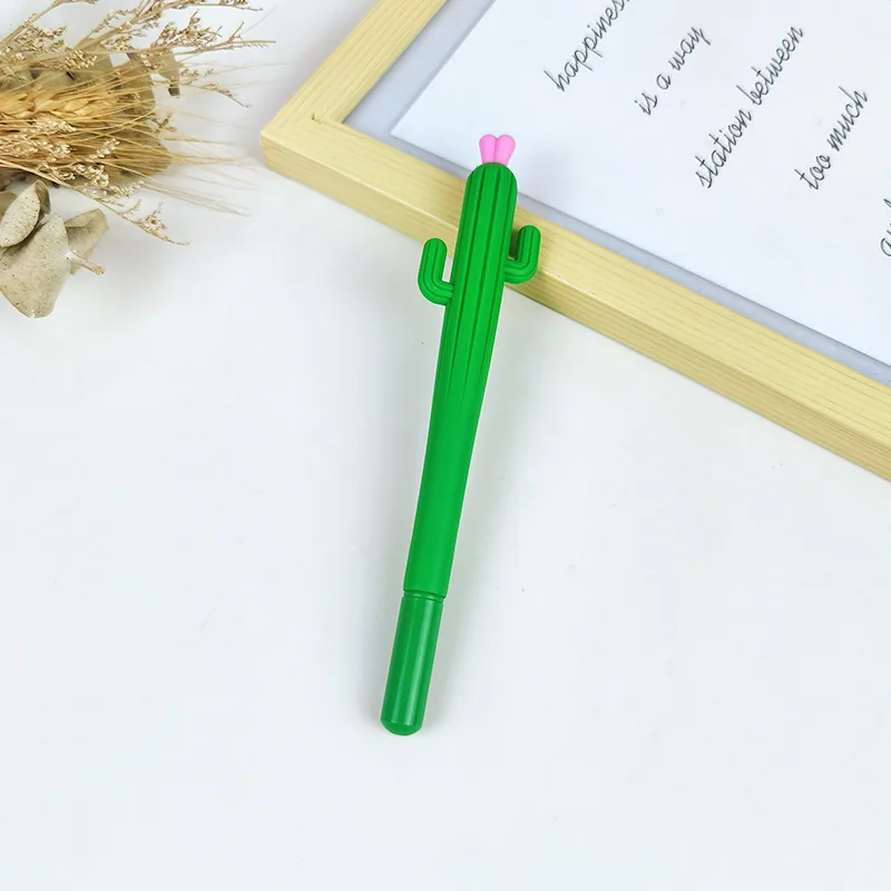 Cute cartoon stress relieving pen, cactus soft rubber neutral pen, student creative stationery, cactus shaped signature pen - Stationery Set