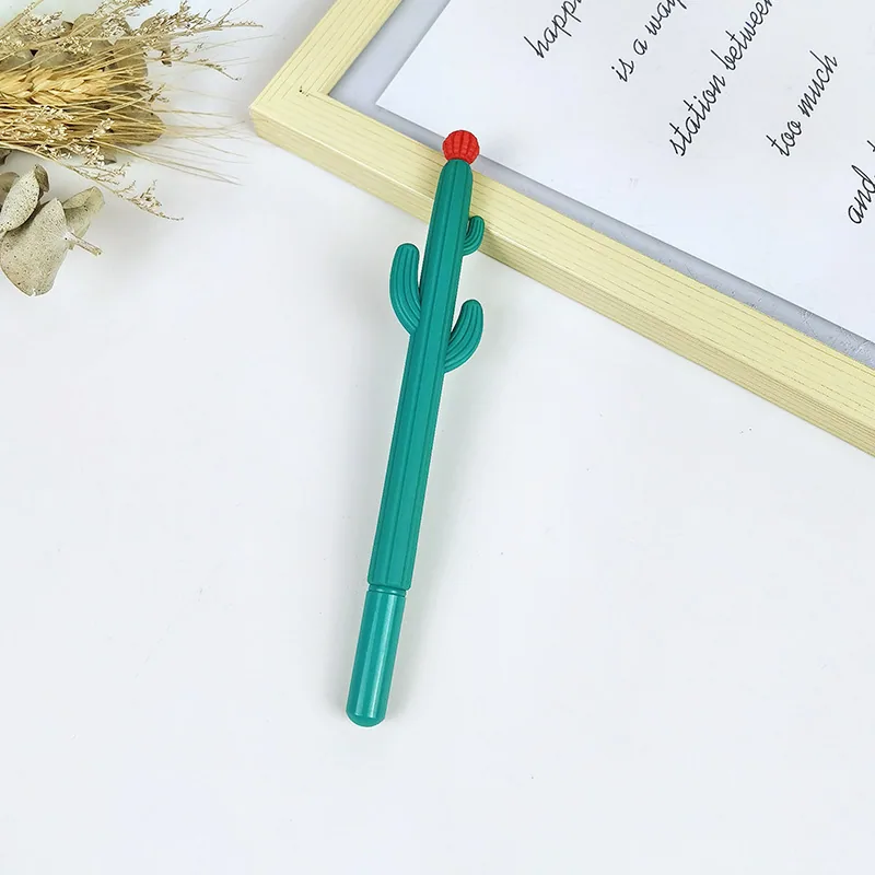 Cute cartoon stress relieving pen, cactus soft rubber neutral pen, student creative stationery, cactus shaped signature pen - Stationery Set 4