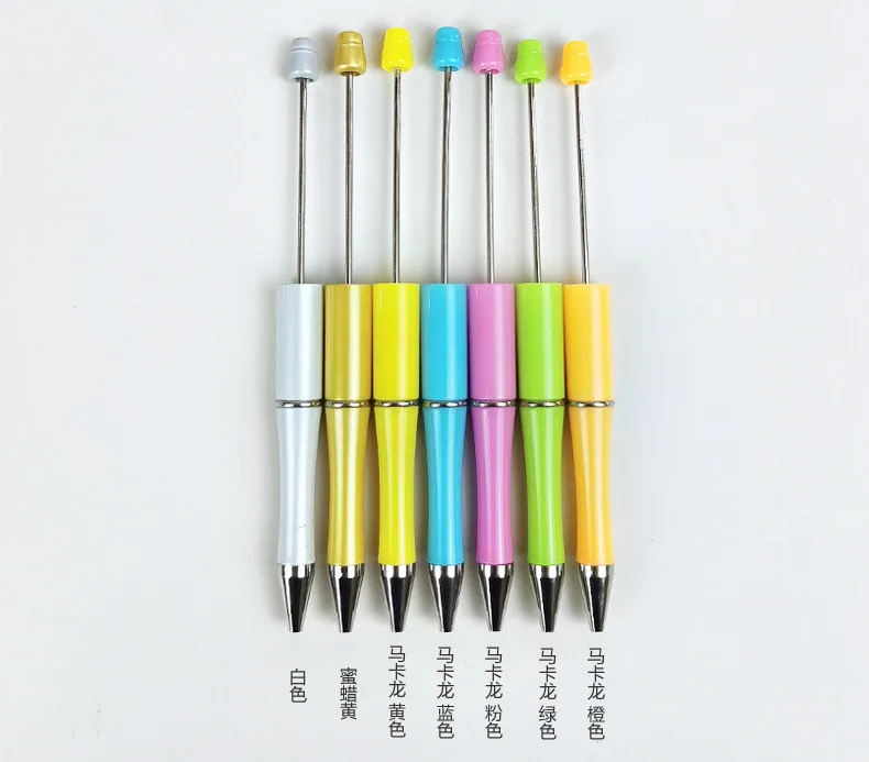 Wholesale of cross-border plastic bead pens, creative handmade DIY spinning ballpoint pens for students, new beaded neutral pens 5