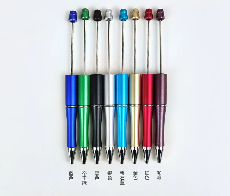 Wholesale of cross-border plastic bead pens, creative handmade DIY spinning ballpoint pens for students, new beaded neutral pens 2