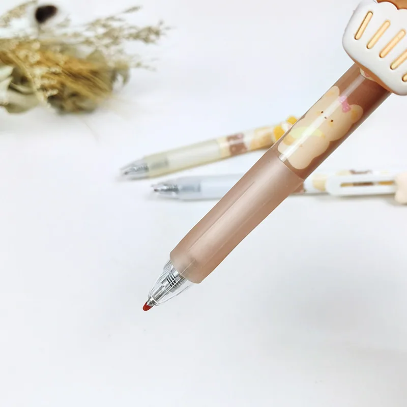 Creative Bear Student Pen 0.5mm Bullet Head Press Neutral Pen Stereoscopic Styling Cultural and Creative Caramel Bear Neutral Pe 4