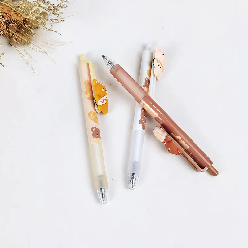 Creative Bear Student Pen 0.5mm Bullet Head Press Neutral Pen Stereoscopic Styling Cultural and Creative Caramel Bear Neutral Pe 2