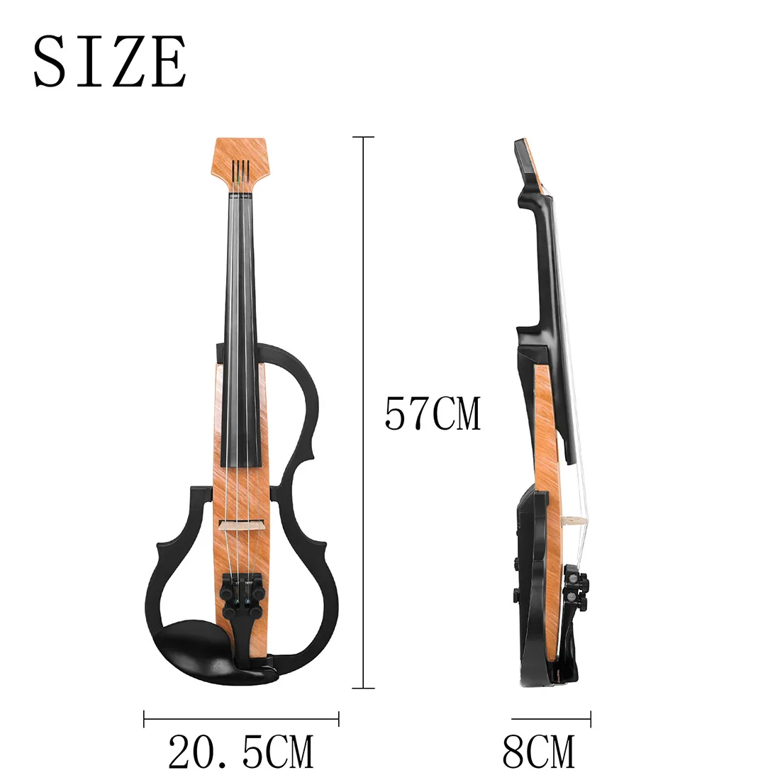 Carbon fiber headless electroacoustic violin, silent violin, adult professional performance electronic violin set with case 6