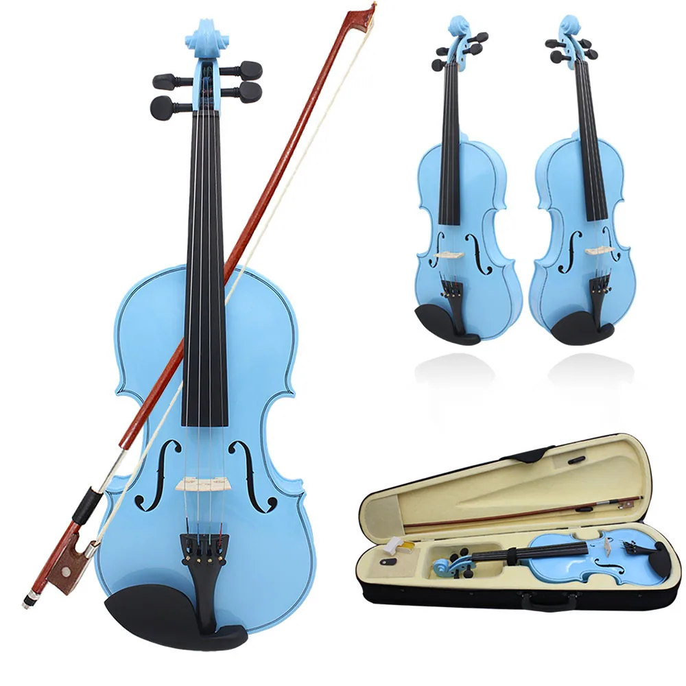 Colorful popular violin, solid wood violin, children's beginner's practice, adult performance of violin, 4/4 foreign trade whole 3