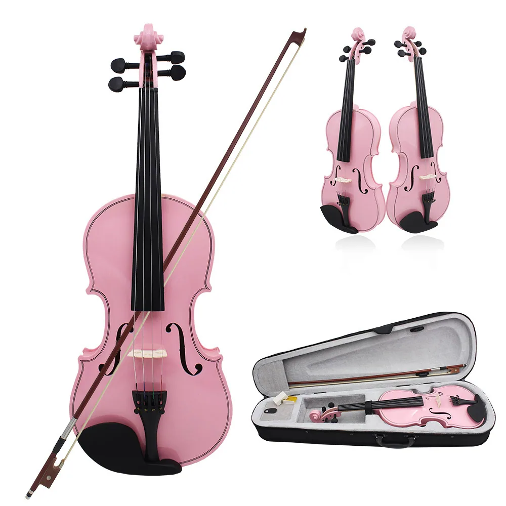 Colorful popular violin, solid wood violin, children's beginner's practice, adult performance of violin, 4/4 foreign trade whole 4