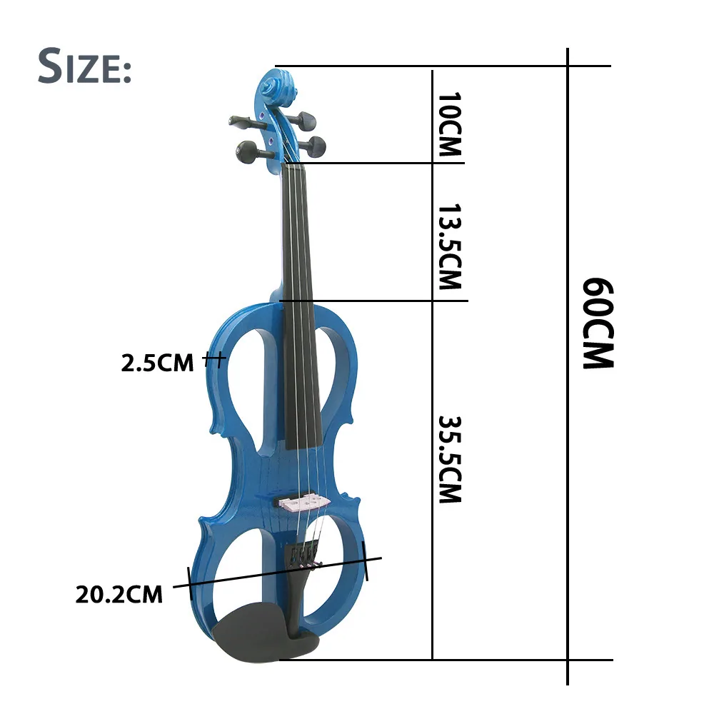 Wholesale Blue Electronic Violin Beginner Adult Performance Exam Grade Electronic Violin Instrument Electronic Violin 6