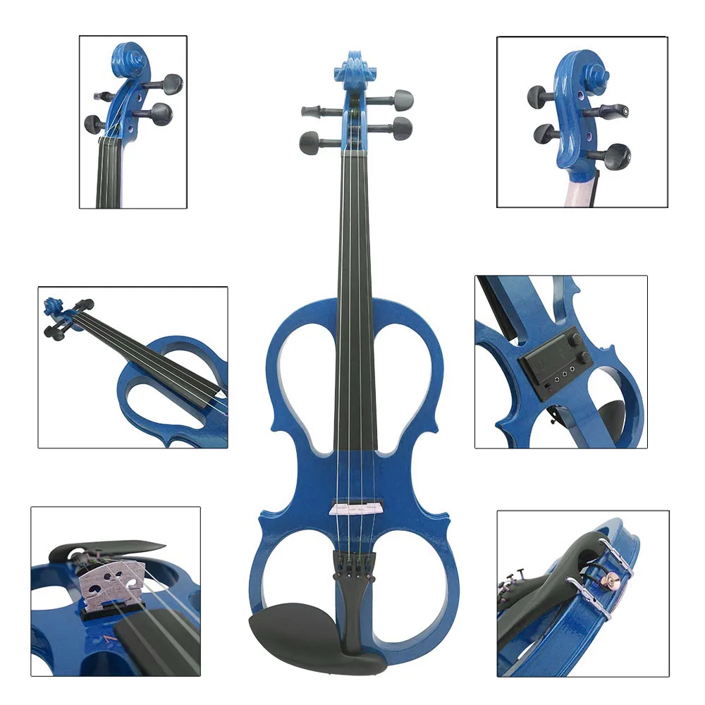 Wholesale Blue Electronic Violin Beginner Adult Performance Exam Grade Electronic Violin Instrument Electronic Violin 3
