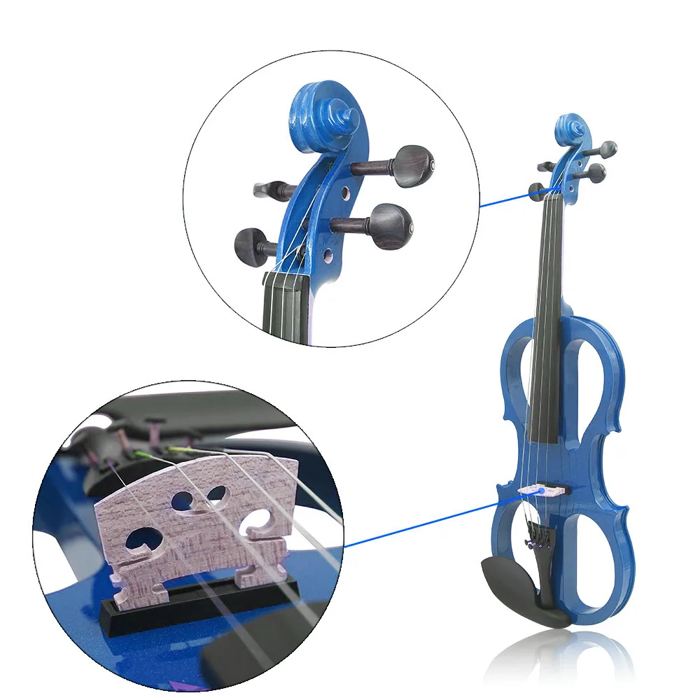 Wholesale Blue Electronic Violin Beginner Adult Performance Exam Grade Electronic Violin Instrument Electronic Violin 8