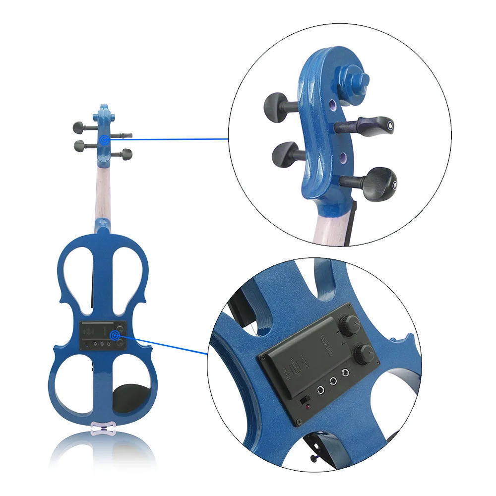 Wholesale Blue Electronic Violin Beginner Adult Performance Exam Grade Electronic Violin Instrument Electronic Violin 7