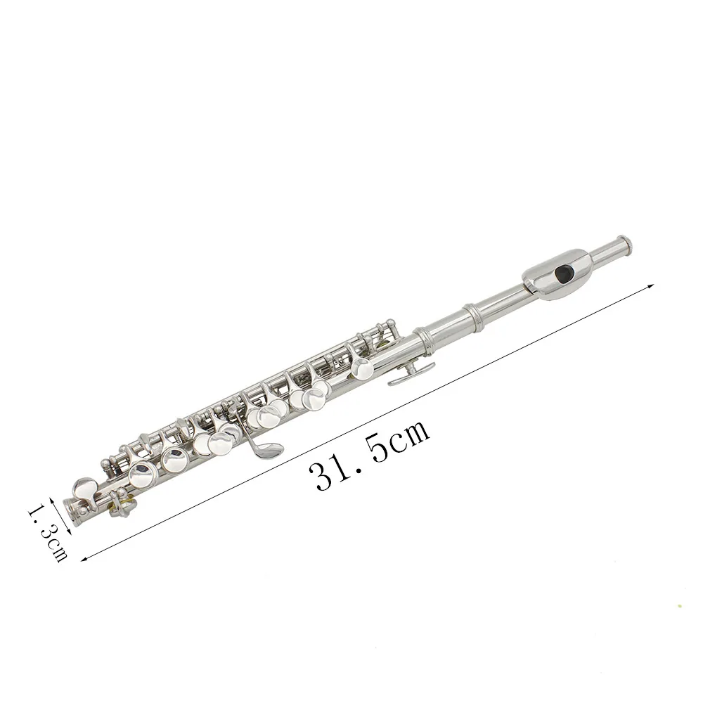 16 hole short flute, silver, C key, E key, white copper tube body, student beginner, exam grade, playing short flute, Western in 6