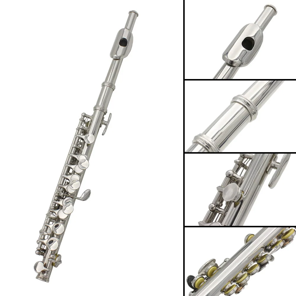 16 hole short flute, silver, C key, E key, white copper tube body, student beginner, exam grade, playing short flute, Western