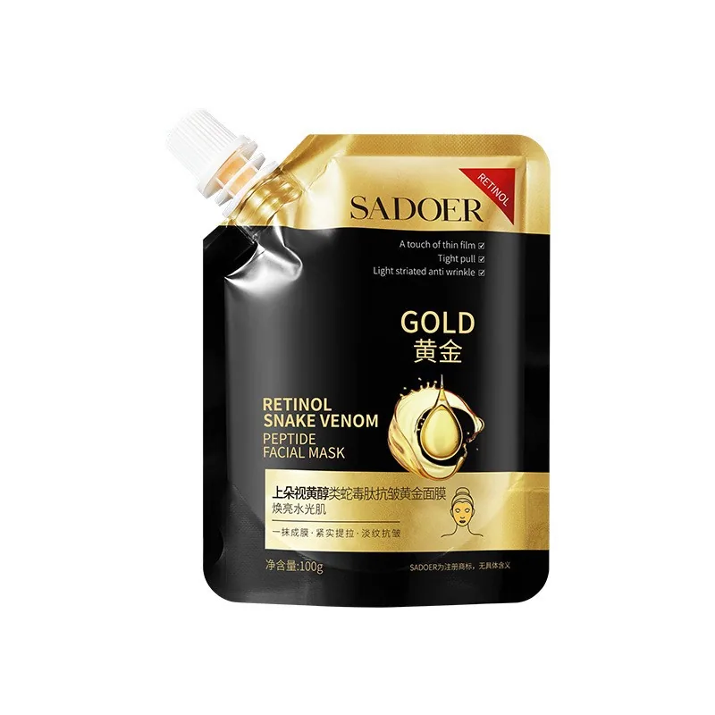 Close-up of SADOER Gold Repair Mask texture, gold foil repair essence leave-in hydrating moisturizing wholesale