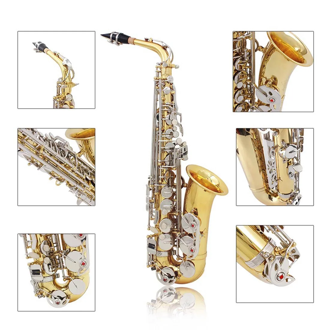 Factory direct sales of E-tone alto saxophone for beginners, instrument grading and performance level, painted gold brass saxoph 6