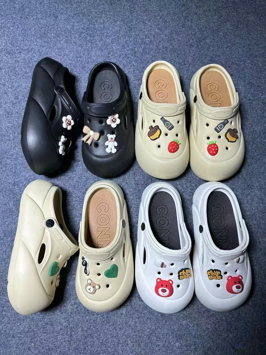 Exquisite height increasing hole shoes, panda style, 2024 summer outdoor wear, feel like stepping on poop, beach anti slip toe c 8