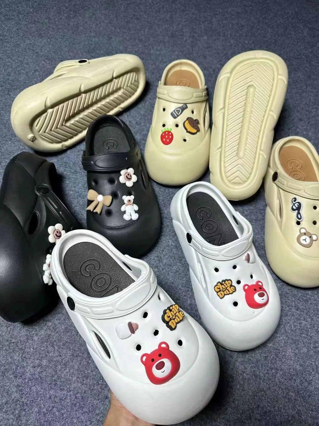 Exquisite height increasing hole shoes, panda style, 2024 summer outdoor wear, feel like stepping on poop, beach anti slip toe c 5
