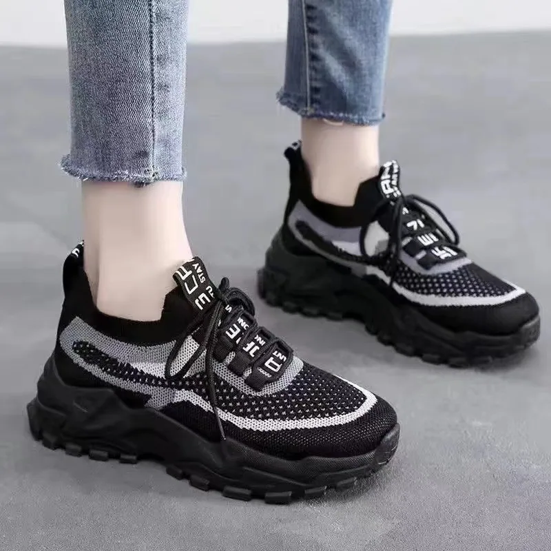 Women's Summer New Shoes, Women's Dad Shoes, Trendy Women's Shoes, Flyknit Breathable Sports Shoes, Trendy Shake, Fast Selling W 2