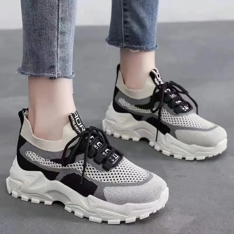 Women's Summer New Shoes, Women's Dad Shoes, Trendy Women's Shoes, Flyknit Breathable Sports Shoes, Trendy Shake, Fast Selling W 4