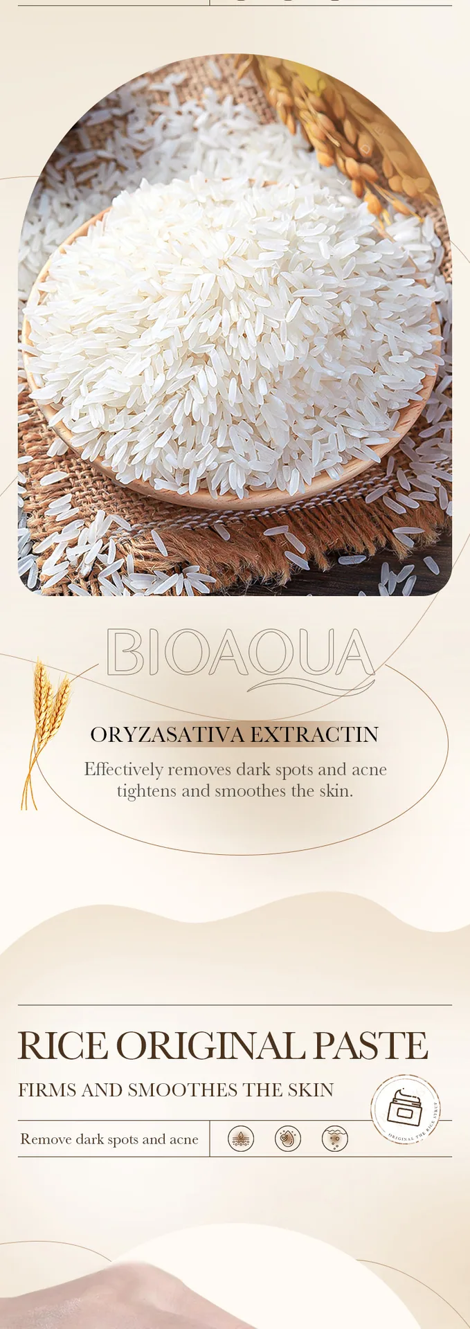 BIOAOUA rice puree tear-off mask packaging and branding for cross-border foreign trade wholesale, removes blackheads acne ker