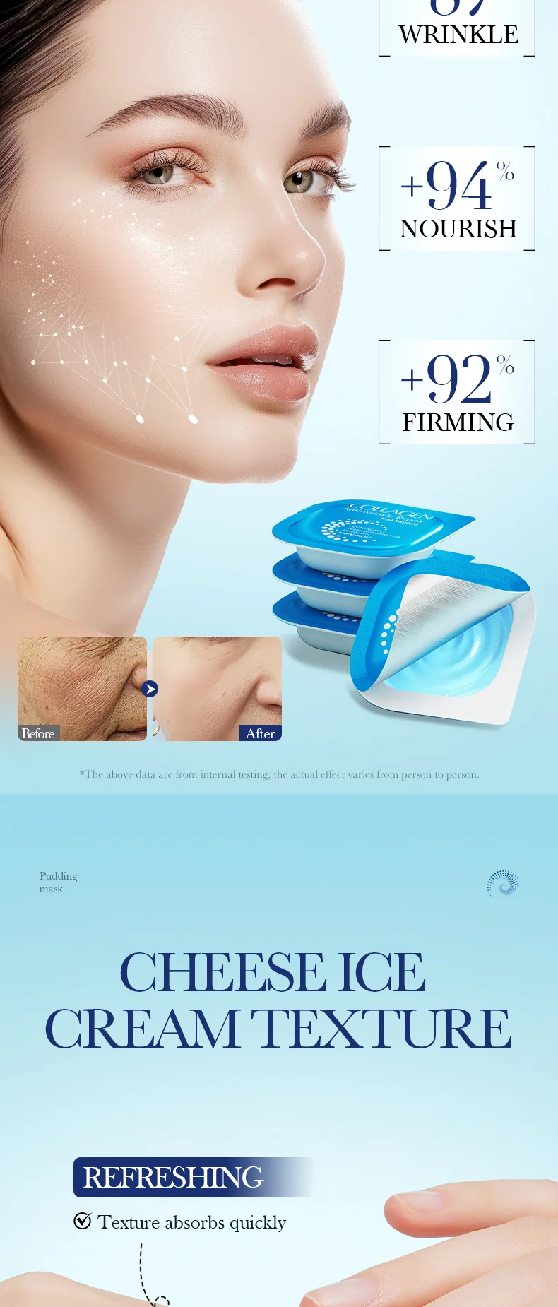 FAYANKOU collagen facial mask packaging appearance, small pudding anti wrinkle repair, foreign trade facial care