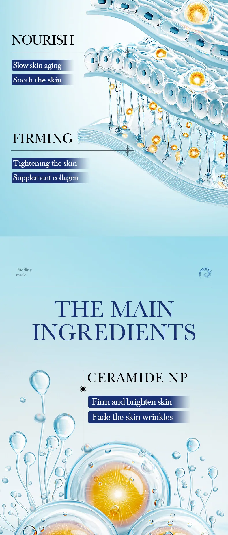 FAYANKOU pudding facial mask is available in multi-color styles, collagen anti wrinkle repair, cross-border e-commerce