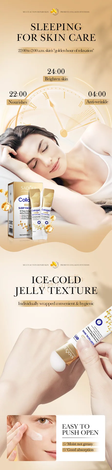 SADOER Collagen Anti Wrinkle Sleep facial mask Foreign Trade Cross border Wholesale Packaging Exhibition Yiwu Ouou Import and