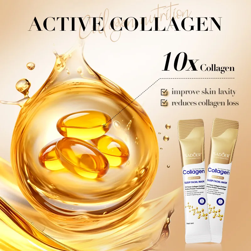 A variety of SADOER sleep facial mask series show the comparison of different styles of collagen anti wrinkle and moisturizin