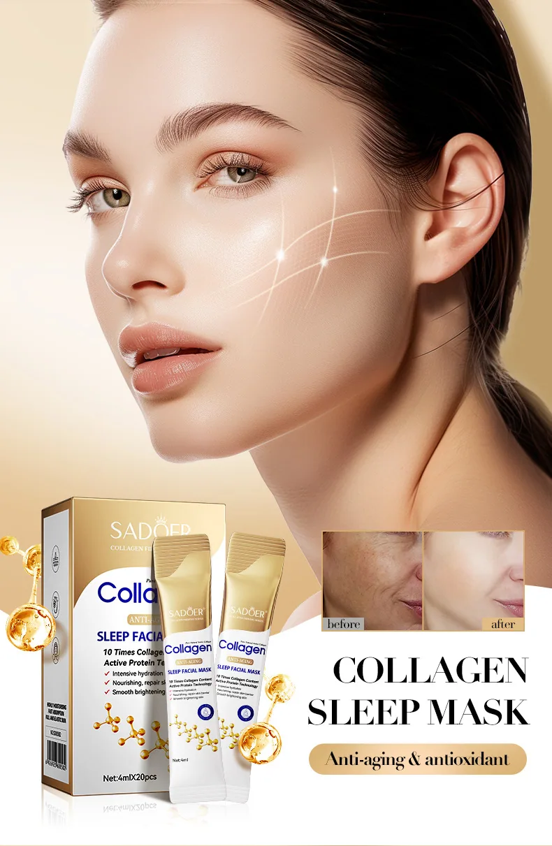 The use scenario of SADOER collagen facial mask shows the moisturizing and anti wrinkle effect of skin care application befor