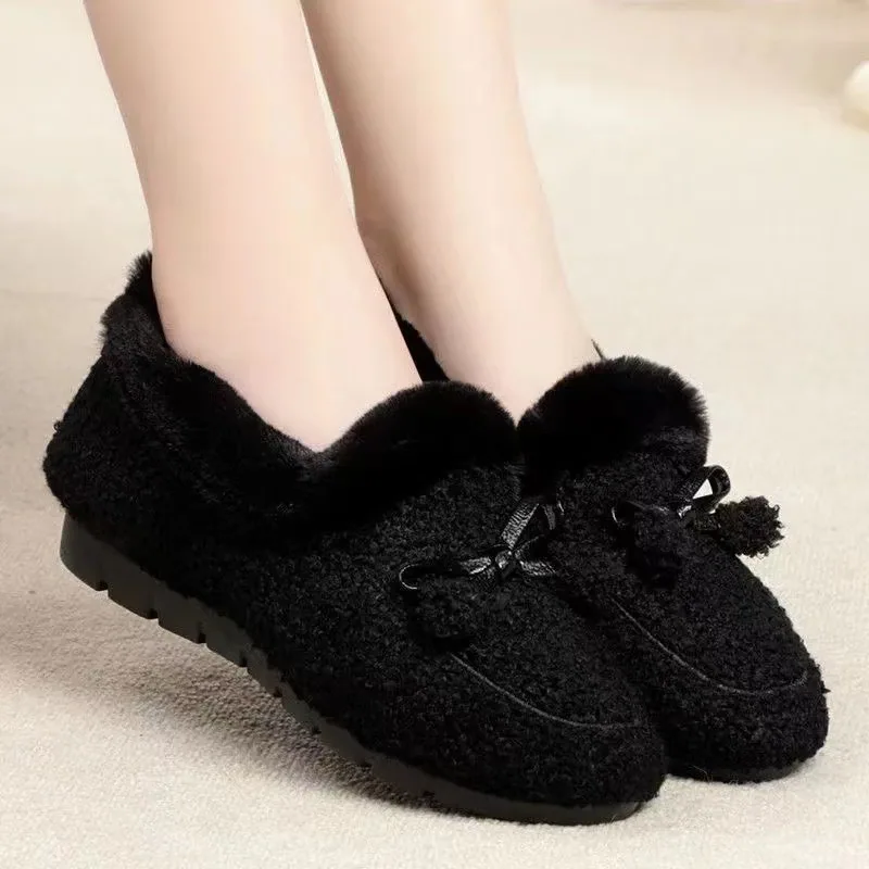 Doudou Shoes Autumn/Winter New Women's Cotton Shoes Korean Edition with Velvet Women's Shoes Fury Shoes Warm Home Women's Shoes 2