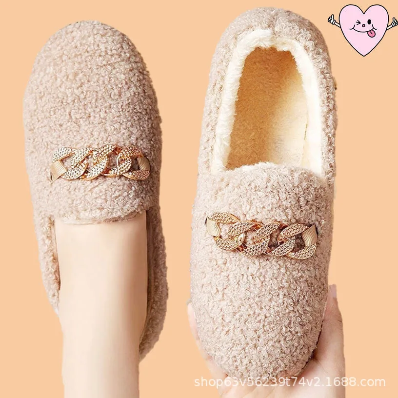 Doudou Shoes Autumn/Winter New Women's Cotton Shoes Korean Edition with Velvet Women's Shoes Fury Shoes Warm Home Women's Shoes 5
