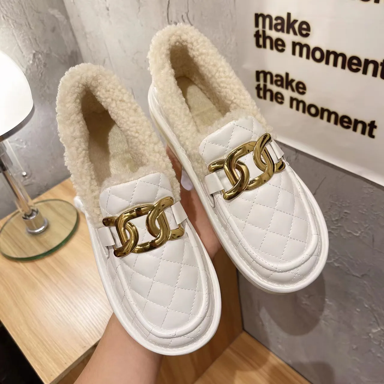 Doudou Shoes Women's Autumn and Winter New Collection Women's Cotton Shoes with Velvet Warm Fury Shoes Korean Edition Winter Wom 2