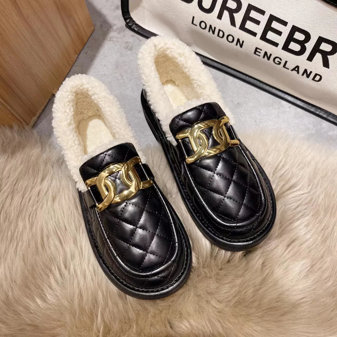 Doudou Shoes Women's Autumn and Winter New Collection Women's Cotton Shoes with Velvet Warm Fury Shoes Korean Edition Winter Wom