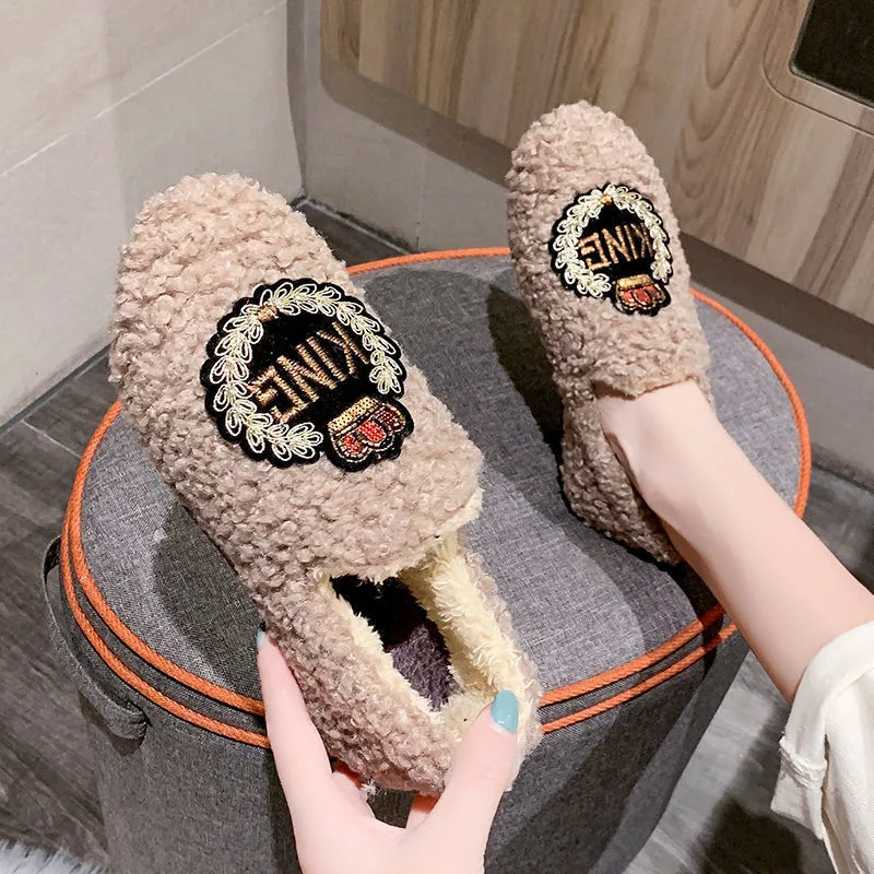 Autumn and winter new fur shoes for women, Korean version popular women's shoes, solid color cotton shoes, soft sole and velvet 3