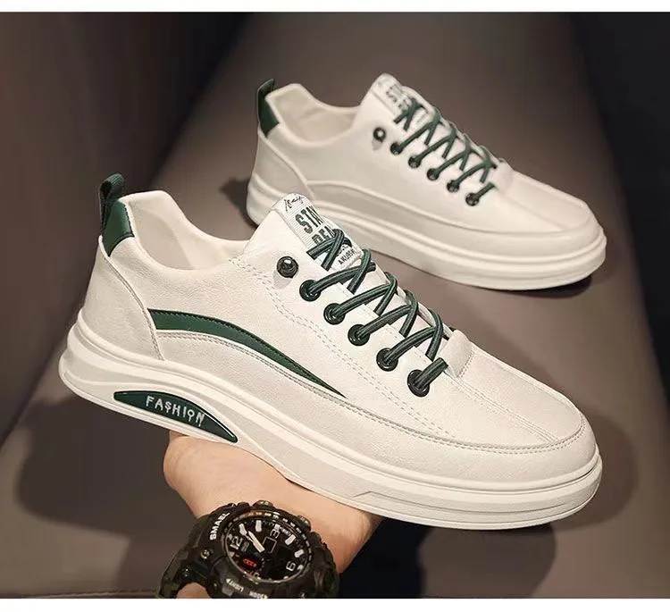 Board shoes men's leather surface comfortable versatile trendy shoes soft sole comfortable breathable low cut lace up fashionabl