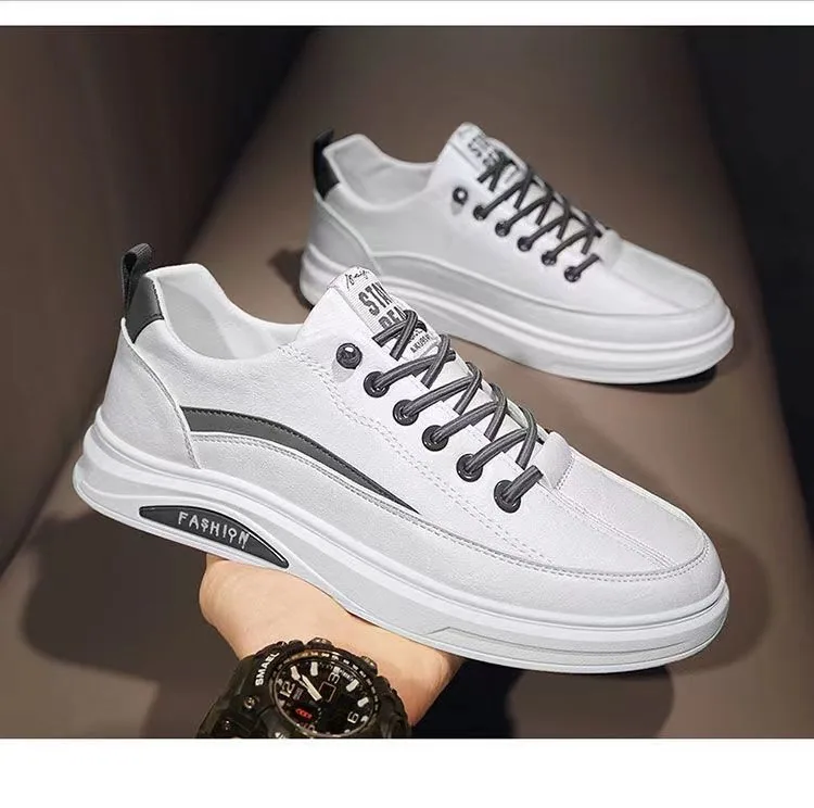 Board shoes men's leather surface comfortable versatile trendy shoes soft sole comfortable breathable low cut lace up fashionabl 4