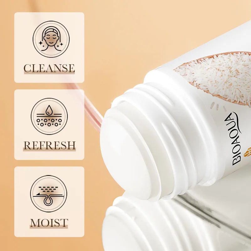 Close-up texture of BIOAOU rice puree mud mask stick showing creamy deep cleansing formula for acne care export quality