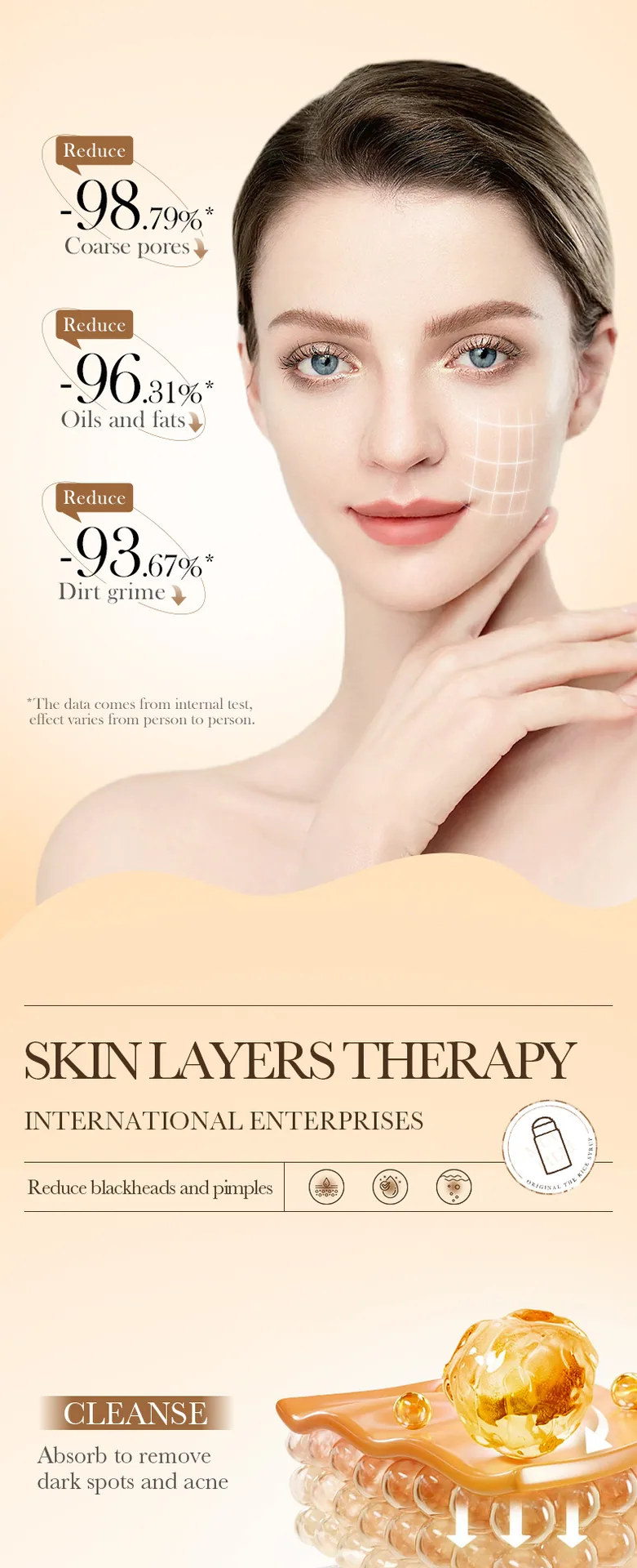 BIOAOU rice puree mud mask stick in use on face, deep cleansing and acne care for cross-border wholesale