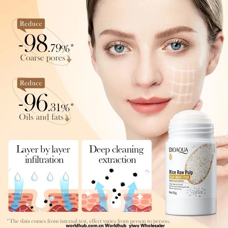 Full English BIOAOU Rice Puree Mud Mask Stick Deep Cleansing, Acne Cleansing, Cleaning Mud Film, Cross-border Foreign Trade W