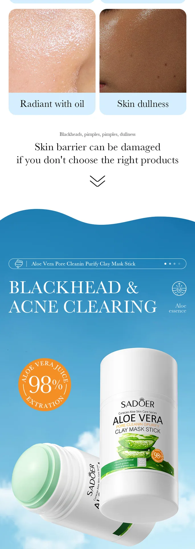 SADOER Aloe Pore Cleansing Solid Mask close-up details, gentle cleansing, hydrating and moisturizing, cross-border e-commerce