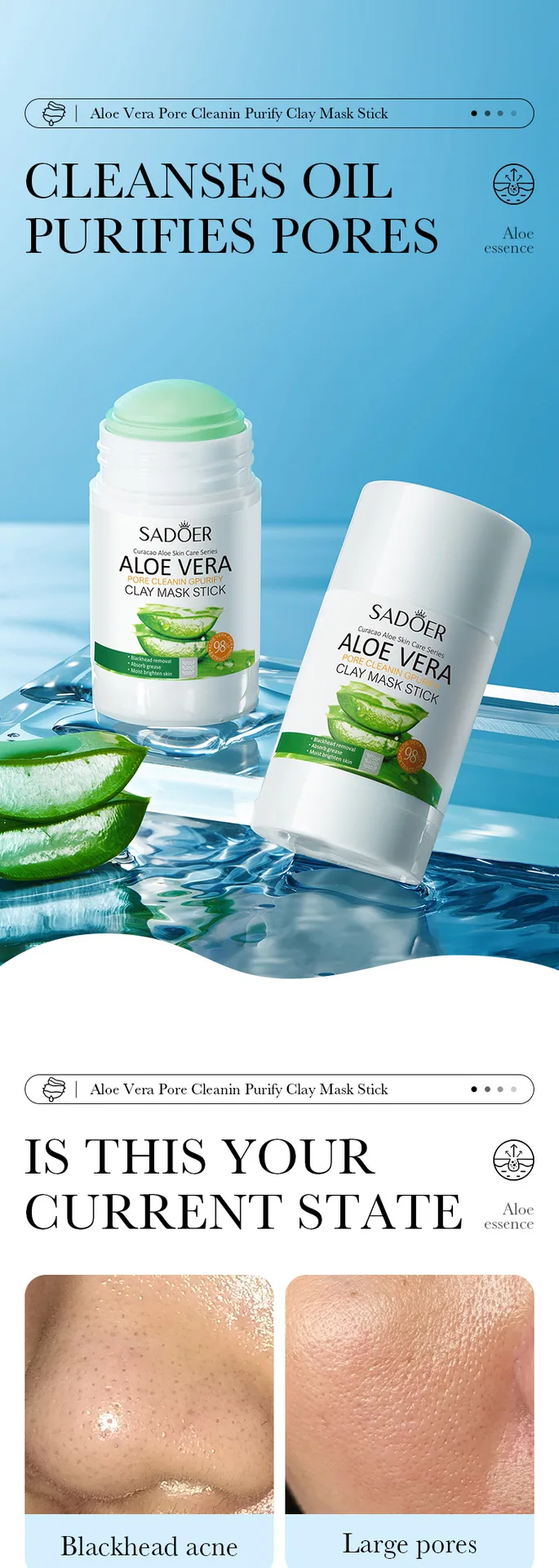 SADOER Aloe Solid Mask Multi-angle Detailed Display Pore Clearing Cleansing Moisturizing Rejuvenating Cross-border Mask