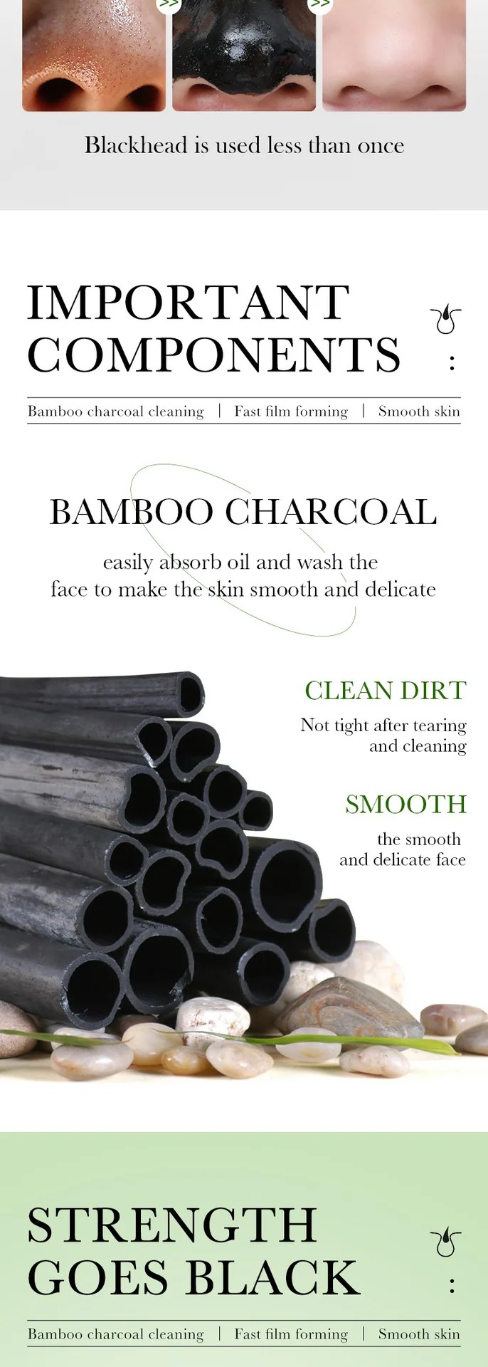 The usage scenario of ZOZU bamboo charcoal facial mask adsorbing blackheads shows the actual operation of applying it to the 