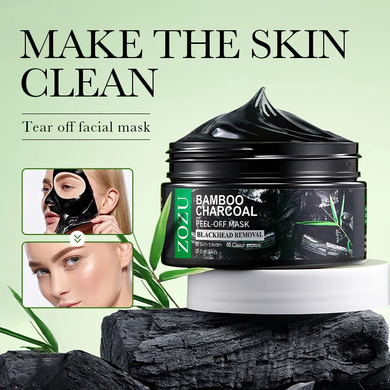Usage Scenarios of ZOZU Bamboo Charcoal Nasal Mask Applying T-Zone Blackhead Acne Absorption All English Cross border facial 