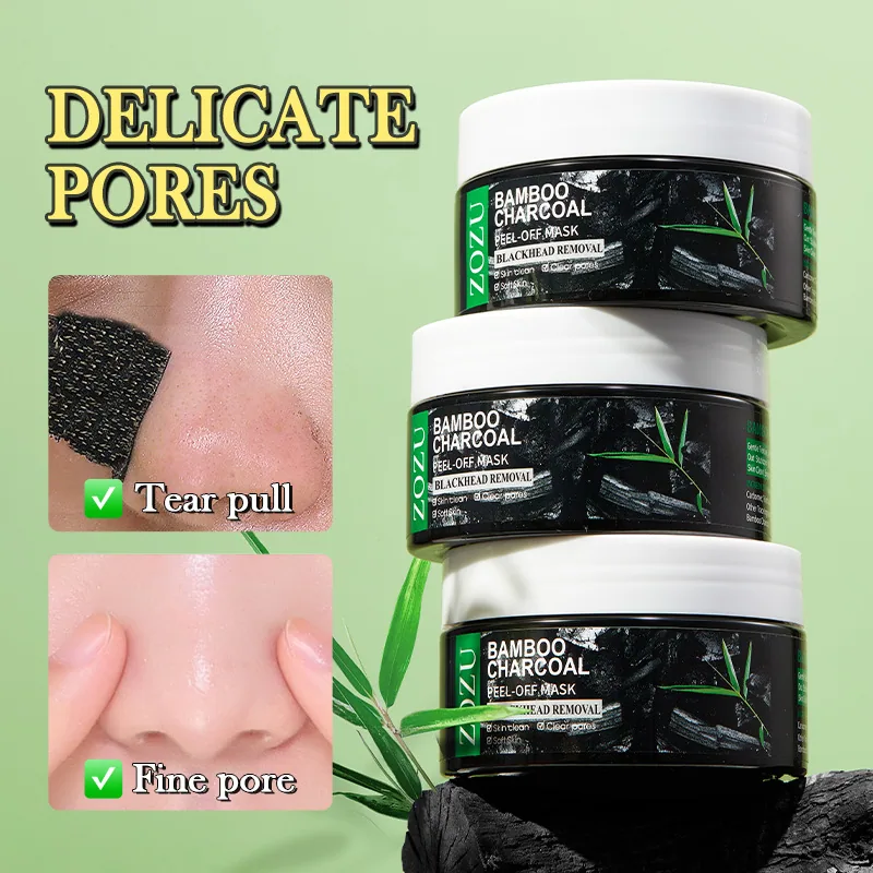 ZOZU Bamboo Charcoal Tearing facial mask texture display black paste adsorption for blackhead cutin removal