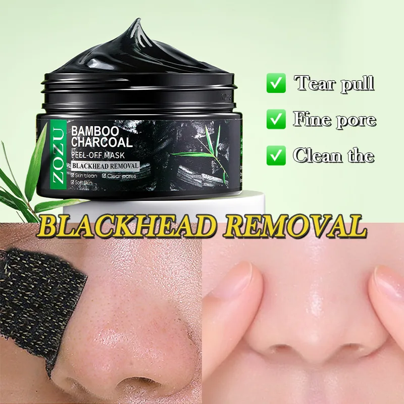 ZOZU Bamboo Charcoal Tear off facial mask Dimension Drawing T-Zone Nasal Patch Specification Display Single Package Cross bor