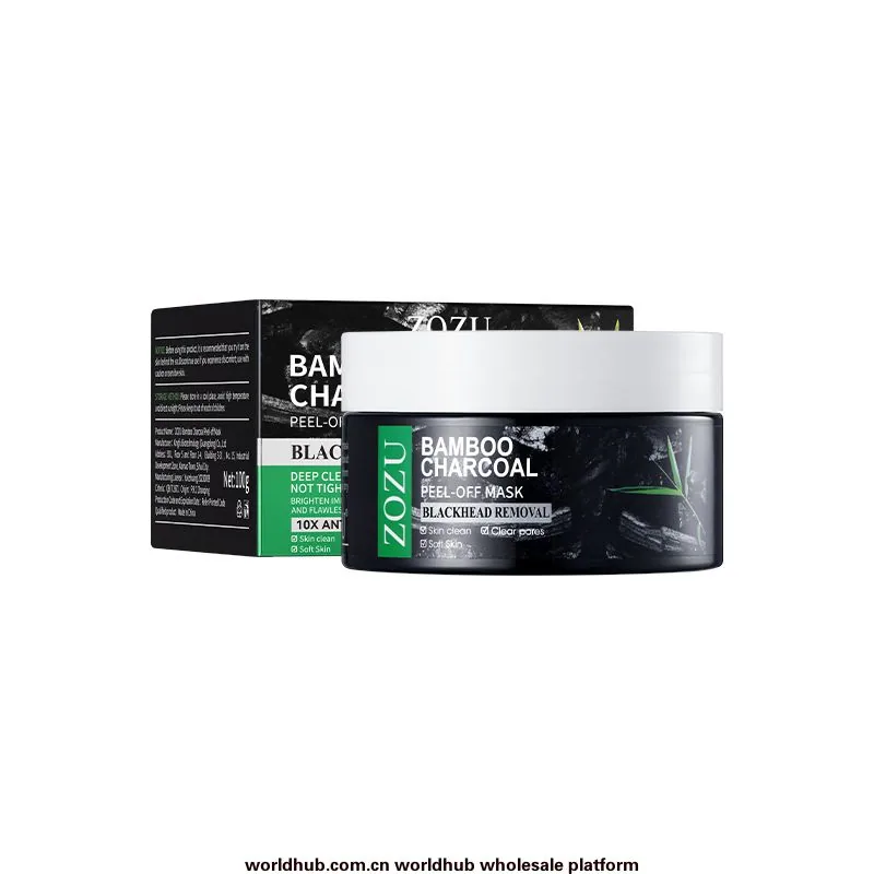 ZOZU Bamboo Charcoal Nose Mask Detail Close up Tear off Texture Adsorption Blackheads and Acne Full English Packaging Cross b