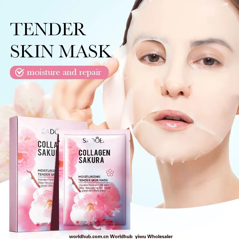 Full English SADOER Sakura Collagen Mask Facial mask Moisturizing and refreshing boxed mask cross-border
